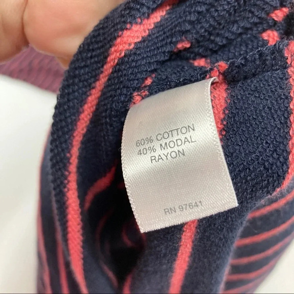 J. Jill Women's Small Mock Turtleneck Dress Navy/Coral Striped, Pockets, Soft! - Picture 7 of 8